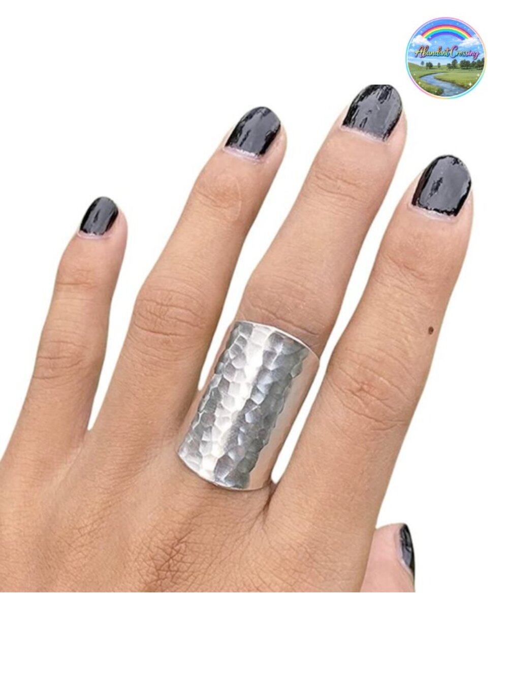 Handmade Sterling Silver Hammered Band Ring Adjustable Sizes 6-12 Boho